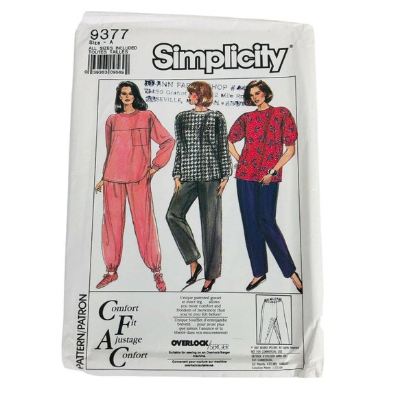 Simplicity 9377 Womans Pants Knit Long Sleeve Top Sweatsuit Plus Size 18-32W - Picture 1 of 6